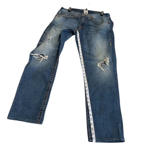 Vintage True Religion Rope Stitching Distressed Men's Jeans Flap Pocket, 32x30 - Picture 12 of 12